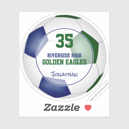 青い緑のサッカーチームは男の子をカラー シール (シート)