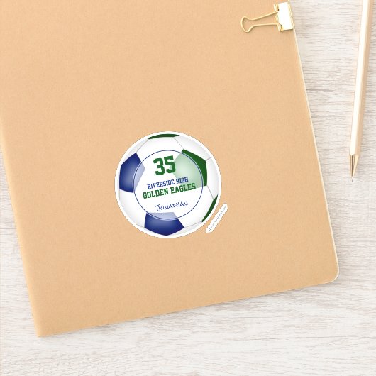 青い緑のサッカーチームは男の子をカラー シール (ノートブック)