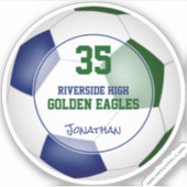 青い緑のサッカーチームは男の子をカラー シール (正面)