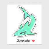 青い緑のサメの海動物のエディシンプルー シール (シート)