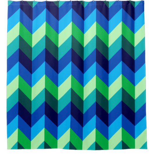 青い緑のシボグラデーションロンのシャワーカーテン シャワーカーテン (正面)