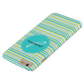 青い緑のシンプルエレガントストライプモノグラム名 Case-Mate iPhoneケース (底面)