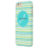 青い緑のシンプルエレガントストライプモノグラム名 Case-Mate iPhoneケース (裏面左)