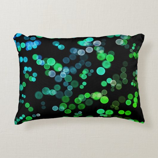 青い緑のシーグレン抽象芸術バブルパターン アクセントクッション (正面)