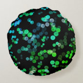 青い緑のシーグレン抽象芸術バブルパターン ラウンドクッション (裏面)