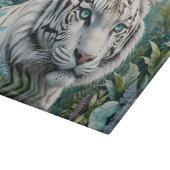 青い緑のジャングルに白い虎 カッティングボード (角)