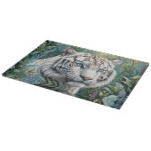 青い緑のジャングルに白い虎 カッティングボード (角)