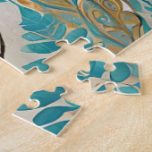 青い緑のジャングルに白い虎 ジグソーパズル (側面)