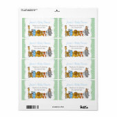 青い緑のジャングル動物の水のボトルのお願い ラベル (フルシート)