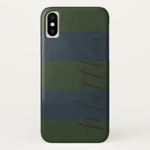 青い緑のストライプパーソナライズされた iPhone X ケース