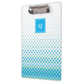 青い緑のダイヤモンドパターンモノグラムのクリップボード クリップボード (左)