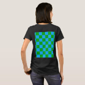 青い緑のチェッ市松模様にクパターン Tシャツ (裏面フル)