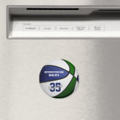 青い緑のチームカラーズガールズバスケットボールガールズ マグネット (インサイチュ (食洗機))