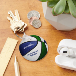 青い緑のチームカラー男の子バスケットボール キーホルダー