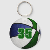 青い緑のチームカラー男の子バスケットボール キーホルダー (裏面)