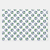 青い緑のチームカラー調整バレーボール ラッピングペーパーシート (正面3)