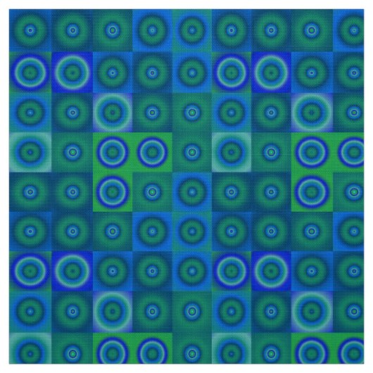 青い緑のドットと正方形 ファブリック (見本)