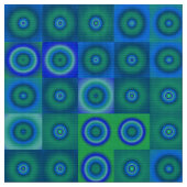 青い緑のドットと正方形 ファブリック (クローズアップ)