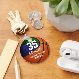 青い緑のバスケットボールの贈り物をパーソナライズする簡単 キーホルダー