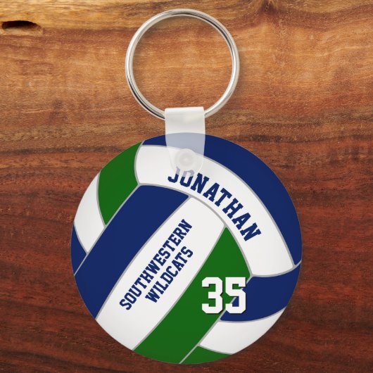 青い緑のパーソナライズされたスポーツギフト キーホルダー (裏面)