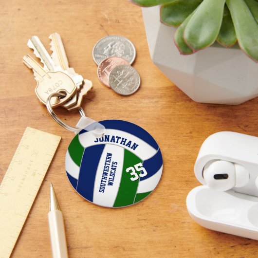 青い緑のパーソナライズされたスポーツギフト キーホルダー (デスク)