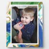 青い緑のフェイク大理石の写真 フォトプラーク (正面)