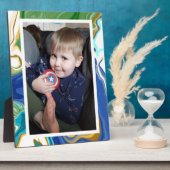 青い緑のフェイク大理石の写真 フォトプラーク (側面)