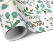 青い緑のフローラ花の贈り物のために彼女の水色 ラッピングペーパー (ロールコーナー)