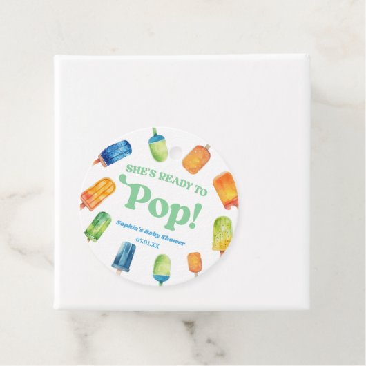 青い緑のポプシクルポップ・アートのの赤ちゃんシャワー準備ができている フェイバータグ (インサイチュ)