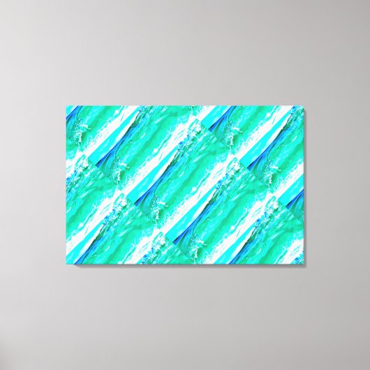 青い緑のマウイ波パターン キャンバスプリント (正面)