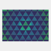 青い緑のマンダラ幾何三角形 ラッピングペーパーシート (正面)