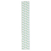 青い緑のメリー木の水色 ロングテーブルランナー (正面)