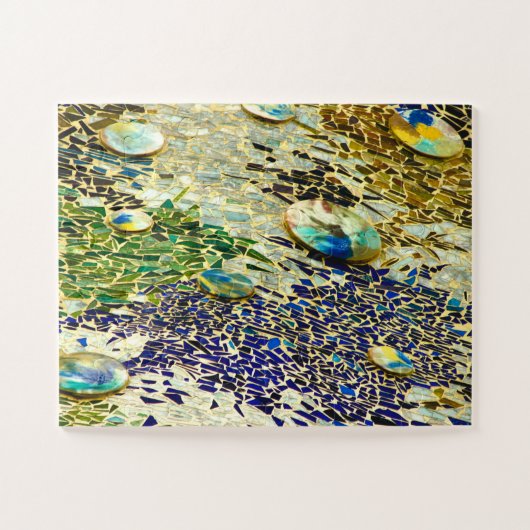 青い緑のモザイクスペインのク ジグソーパズル (横)