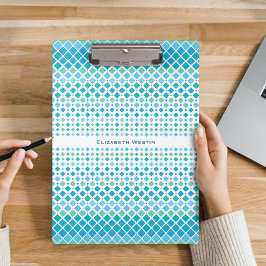 青い緑のモダンダイヤモンドパターンのクリップボード クリップボード