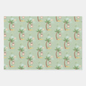 青い緑のモンキーツリー雲赤ちゃんシャワー ラッピングペーパーシート (正面2)