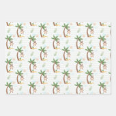 青い緑のモンキーツリー雲赤ちゃんシャワー ラッピングペーパーシート (正面)