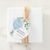 青い緑のユーカリ風バルーンベイビーシャワー フェイバータグ (インサイチュ)