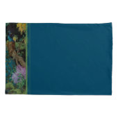 青い緑のヴィンテージ壁紙トリムパターン 枕カバー (裏面-左)