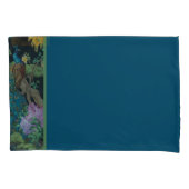 青い緑のヴィンテージ壁紙トリムパターン 枕カバー (正面左)