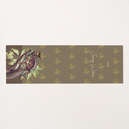 青い緑の上の美しい水色のトカゲカスタム ヨガマット (裏面(横))