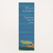 青い緑の上の美しい水色のトカゲカスタム ヨガマット (正面)