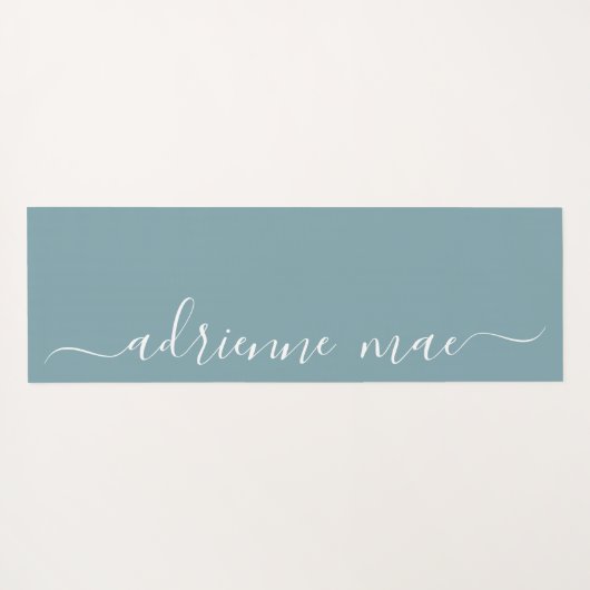 青い緑の名前パーソナライズされた祈りの言葉または ヨガマット (裏面(横))