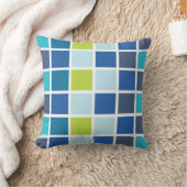 青い緑の四角市松模様に クッション (ブランケット)