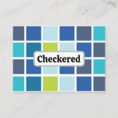 青い緑の四角市松模様に 名刺 (正面)