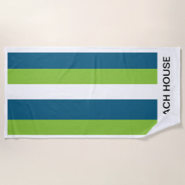 青い緑の垂直ストライプパーソナライズされた色 ビーチタオル