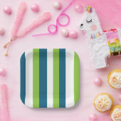 青い緑の垂直ストライプパーティー ペーパープレート (パーティー)