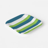 青い緑の垂直ストライプパーティー ペーパープレート (傾斜あり)