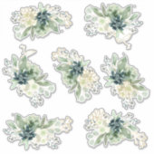 青い緑の多肉動物花束 シール (正面)