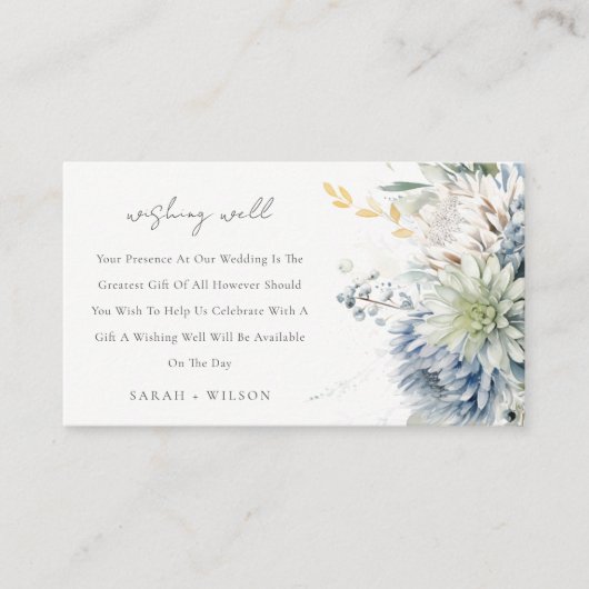 青い緑の多肉性フローラ結婚の願い井戸 エンクロージャーカード (正面)