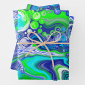 青い緑の大理石の渦巻き誕生日または赤ちゃんシャワー ラッピングペーパーシート (インサイチュ)